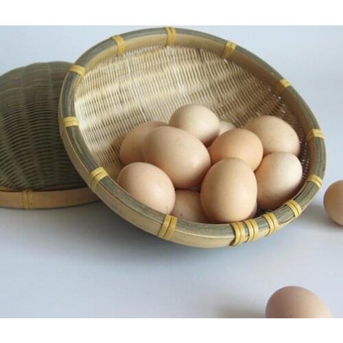 Natural Bamboo Basket Hand-woven Round Bamboo Serving Bowl Basket For Fruit Snack Vegetable Bread Kitchen Storage Basket