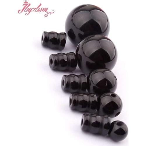 8,10,12,mm Round Black Agates 5x7mm Pagoda Tibet Guru Smooth Natural Stone Beads 1 Set,For Necklace Jewelry Making,Free Shipping