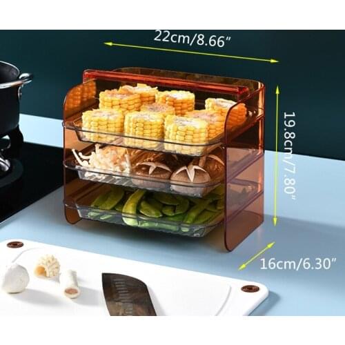 Kitchen Storage Rack 3 Layers Cooking Dishes Stackable Fruit Vegetables Serving Tray Organizer Multi-functional