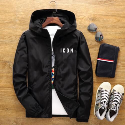 ICON Mens Women Hooded Bomber Jacket Plus Size Solid Windbreaker Sportswear Skin Ultra Light Cycling Camping Zipper Jacket 7XL