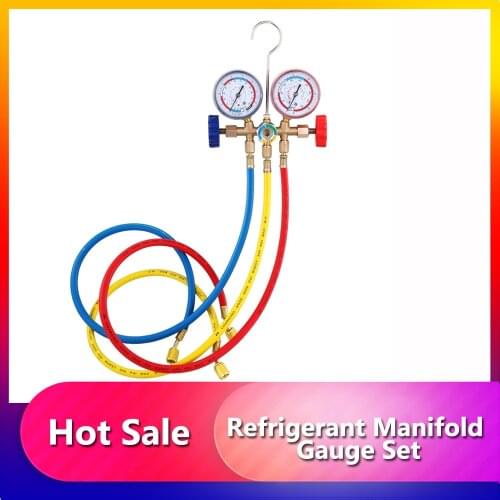 Refrigerant Manifold Gauge Set Air Conditioning Tools Air Condition Refrigeration with Hose and Hook for R12 R22 R404A R134A