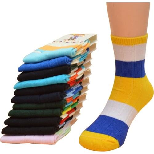 12 Pieces = 6 pairs / lot 2018 New Cartoon Rabbit Warm Childrens Socks Cotton Color Stripes Thickening Boys Cotton Socks