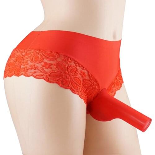 New Lace Sexy Opened Penis Sleeve Underwear Thong Low waist Men Briefs Ice silk Panties Comfortable Penis Pouch Large size