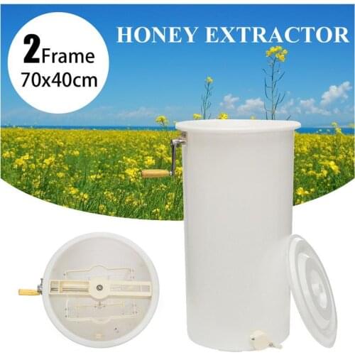 Two Frames Plastic Manual Bee Honey Extractor Honeycomb Beekeeping Equipment White 40x70cm