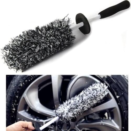 Premium Microfiber Wheel Tire Cleaning Brush Non-slip Easy-Clean Handle Spokes Wheel Barrel and Brake Caliper for Car