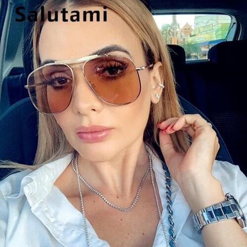 Double Bridge Aviation Sunglasses For Women Oversize Alloy Luxury Brand Sun Glasses Men Black Champanage Eyewear Pilot Shades