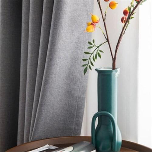 Textured Linen 100% Blackout Curtains for Living Room Bedroom Grey Waterproof Thermal Insulated Window Treatment Curtain Drapes