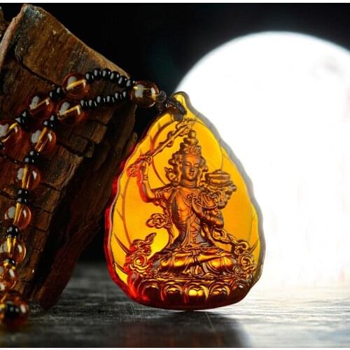 WOW- Greco-Buddhist pocket travel efficacious Mascot Auspicious the Bodhisattva Manjusri Buddha Crystal Pendant Buddhist Amulet