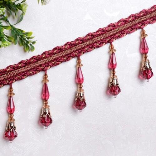 YOYUE 12 Yards/lot 10cm Wide Curtains Lace Fringe Tassel Beads For Diy Stage Clothes Accessories Decoration Curtain Lace Ribbon