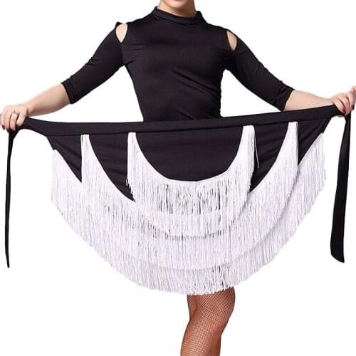 Latin Skirt For Women Latin Skirt Fringe Tassel Hip Scarf Dancing Skirts Wrap Ballroom Competition Practice Dance Skirts