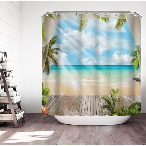 View Outside The Window Pattern Shower Curtains Bathroom Curtain Thicken Waterproof Thickened Bath Curtain