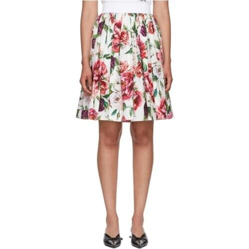 Customize Made Women Casual Plus Size 3XS-10XL High Waist Retro Vintage Flower Print A Line Pleated Above Knee Mini Skirt