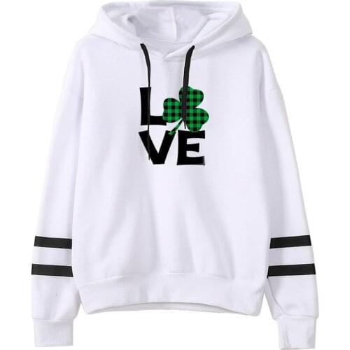 St Patricks Day Hoodie Womens Clothing Love St Pattys Day Green Hoodies Sweatshirts Shamrock Irish Plus Size Women Kawaii