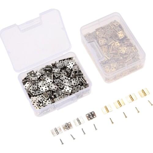 100pcs 8*10mm Brass Cabinet Door Luggage Mini Hinge Cupboard Door Decorative Hinges for Jewelry Wooden Box