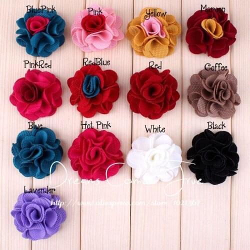 200pcs/lot 2" 13 Colors Crochet Fashion Fabric Flowers For Headwear Chic Artificial Rosette Flowers For Children Accessories