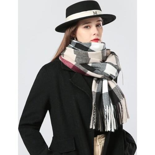 2020 Luxury plaid women scarf cashmere shawl winter warm plaid scarf cloak thick blanket fringed scarf holiday gift