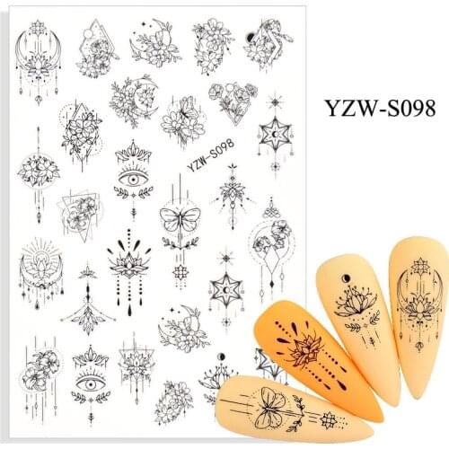 3D Stickers for Nails Self-adhesive Mandala Crystal Nail Art Decorations Flower Moon Line Star Sticker Nail Foil Accessories