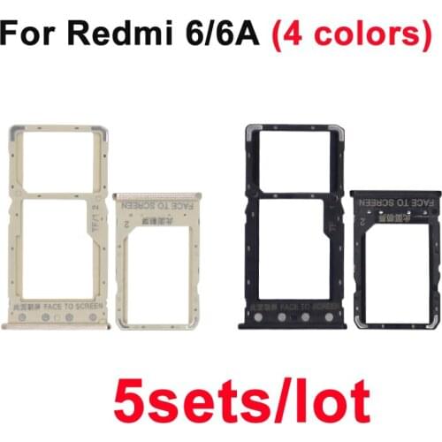 5sets/lot New SIM Card With Micro SD Card Tray For Xiaomi Redmi 6 6A SIM Tray Container Adapter Replacement Part