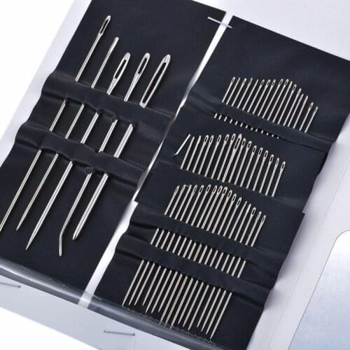 55PCS/set Blind Needle Stainless Steel Self-Threading Sewing Needles Automatic Threading Stitching Pins DIY Apparel Sewing