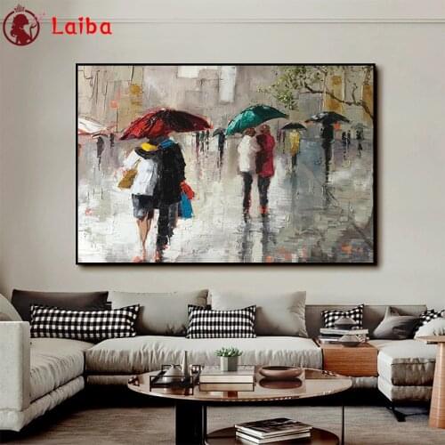 Diamond Embroidery Abstract art, pedestrians on the street Diamond Painting Full Square round drill Mosaic Cross Stitch Wall Art