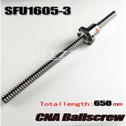 Free Shipping SFU1605-3 SFU1605 650mm RM1605 650mm C7 Rolled Ball screw 1pc+1pc ball nut for SFU1605