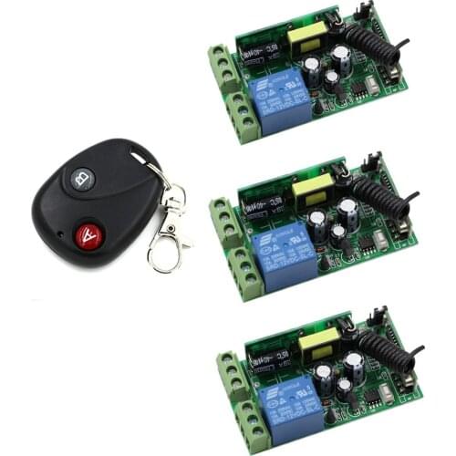 AC 85V 110V 120V 220V 250V 1CH Wireless Remote Control Switch System 3pcs Receivers & Transmitter 315Mhz 433Mhz Can Be Choose