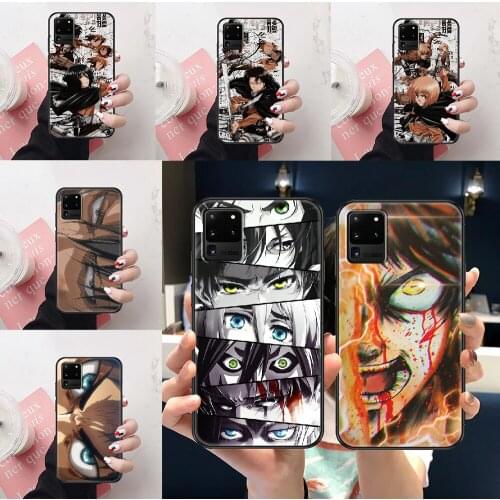 Attack on Titan Anime Phone case For Samsung Galaxy Note 4 8 9 10 20 S8 S9 S10 S10E S20 Plus UITRA Ultra black art bumper