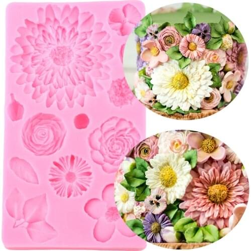 Flower Border Silicone Molds DIY Cupcake Topper Fondant Mold Wedding Cake Decorating Tools Candy Clay Chocolate Gumpaste Moulds