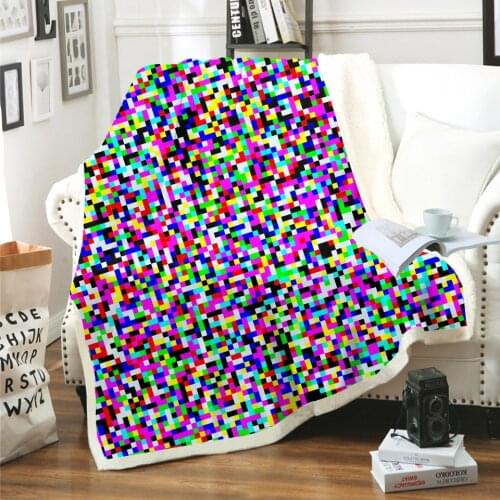 Kids Anime Building block pattern 3D Blanket Fleece Cartoon Art Print Children Warm Bed Throw Blanket newborn bayby Blanket 04