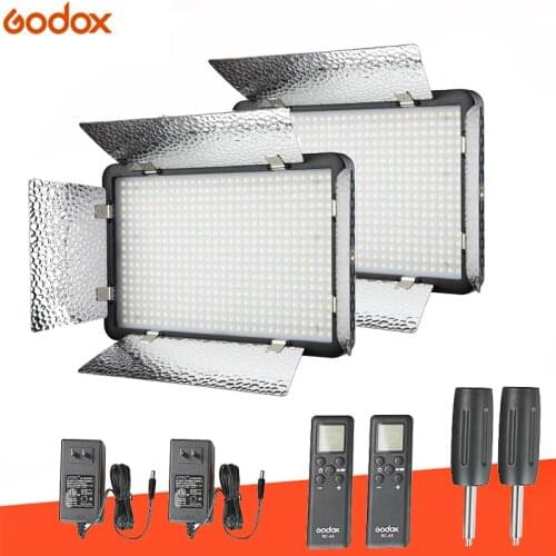 Godox 2X LED500LRC / LED500LRW LED 3300-5600K Bi-color Wireless Remote Video Light Lighting Stepless Brightness for DSLR Camera