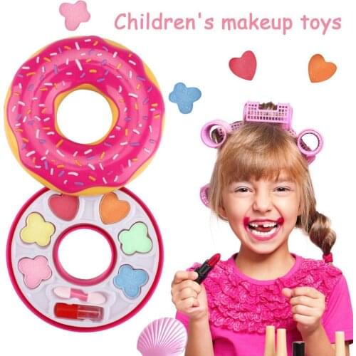Makeup Toys Cosmetics Set Fashion Washable Makeup Kit With Spinning Doughnut Box For Petite Girls Pretend Play Toys For Children