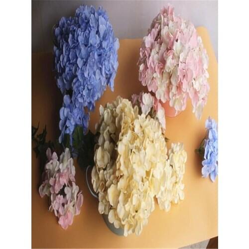 DIY Artificial Hydrangea Flower Head Fake Silk Single Real Touch Hydrangeas For Wedding Centerpieces Home Party Decorative Flowe