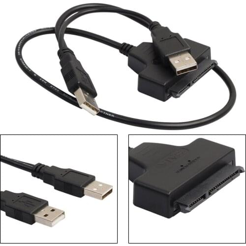External Hard Drive Converter USB 2.0 To 22 Pin SATA Adapter Cable With Extra USB Power Cable For 2.5 Inch SATA Laptop HDD SSD