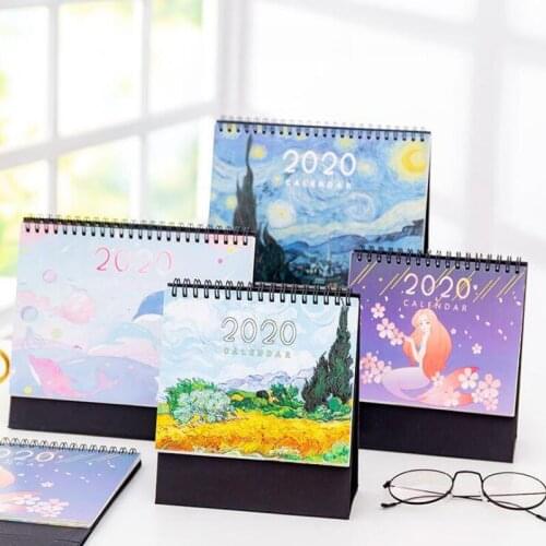 1pc 2020 New Year Calendar Creative Simple Desk Coil Notepad Plan Memo Paper Calendar Daily Schedule Yearly Agenda Organizer