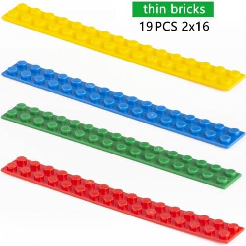 DIY Building Blocks Thin Bricks 19pcs 2x16Dots Educational Creative Size Compatible With Other Brand Assemble Toys for Children