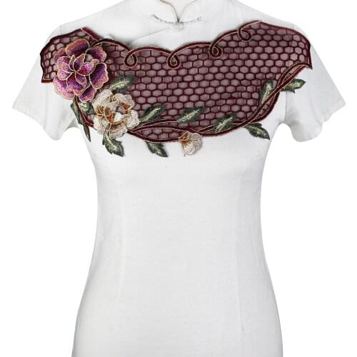 Lace Collar Applique Water Soluble Motif Patches Embellishment Sew on Women Dress Decorated 1 piece