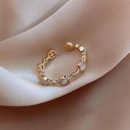 Copper Open Ring Exquisite Female Jewelry Adjustable Opal Finger Ring Women Accessories