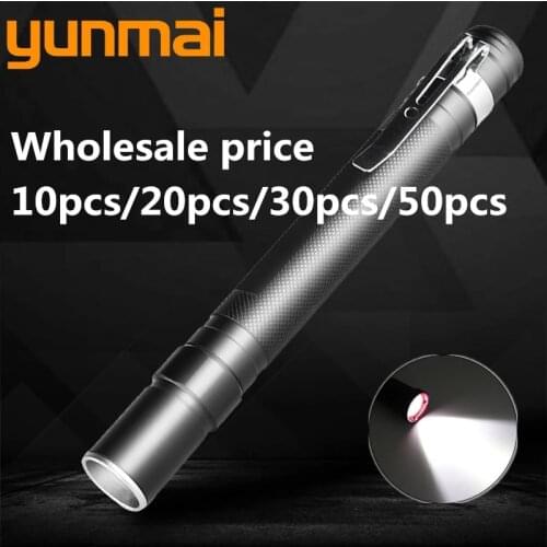 10pcs Powerful Waterproof LED Flashlight Torch Lanternas switch single mode zoomable AAA battery Portable Lights for camping