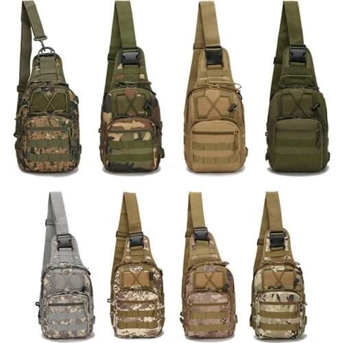 Men Outdoor Tactics Chest Bag, Single Shoulder Pack, Camouflage Portable Zipper Buckle Sports Casual Waterproof Pockets