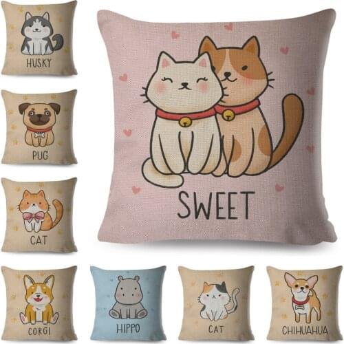 Nordic Style Cute Caroon Pet Cushion Cover Decor Lovely Animal Monkey Cat Pillow Case for Sofa Home Car Polyester Pillowcase