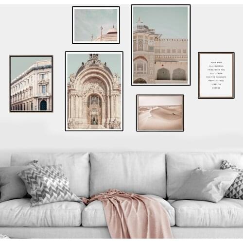 Sky Church Building Dune Quotes Wall Art Canvas Painting Landscape Nordic Posters And Prints Wall Pictures For Living Room Decor