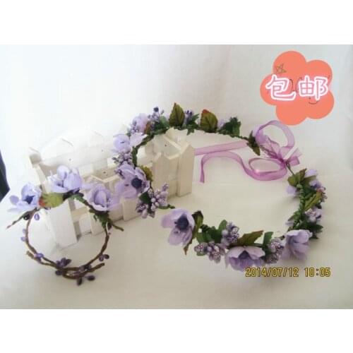 2015 New Women Bohemian Rose Flower Headband Kids Wreath Party Wedding Floral With Ribbon Adjustable Hair Accessories Headband