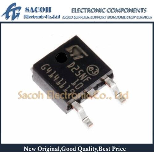 Free Shipping 10Pcs STD25NF10 D25NF10 STD25NF10L D25NF10L TO-252 25A 100V N-channel MOSFET Transistor