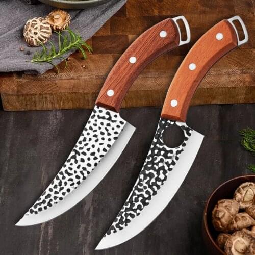 5.5" Butcher Knife Forged Stainless Steel Outdoor Hunting Cleaver Knife for Meat Bone Fish Fruit Vegetables Kitchen Chef Knife