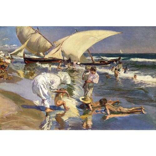 BEACH OF VALENCIA BY MORNING LIGHT PAINTING Art Film Print Silk Poster Home Wall Decor 24x36inch