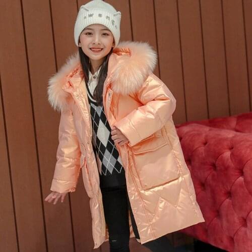 Children Winter Down Coat 2021 New Girl Snowsuits Real Fur Collar Parkas For Girl Thicken No Wash Outerwear Kids Clothes 5-12Y