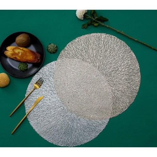 PVC Round Bronzing Placemat Rose Gold Hollow Insulation Decorative Kitchen Dining Table Mats Steak Pad Restaurant Home Decor