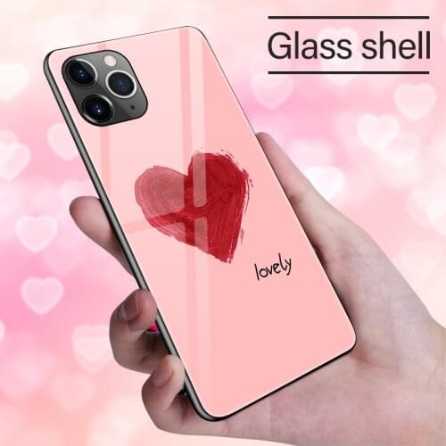 Luxury Cute Heart-shaped Glass Phone Case For iPhone 12 11 Pro max XSmax XR XS X 8 7 6 Plus Protection Cover