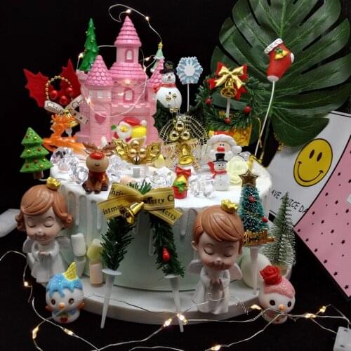 Christmas decoration plug-in arch cake cake garland bell tree santa card snowflake ornament snowman