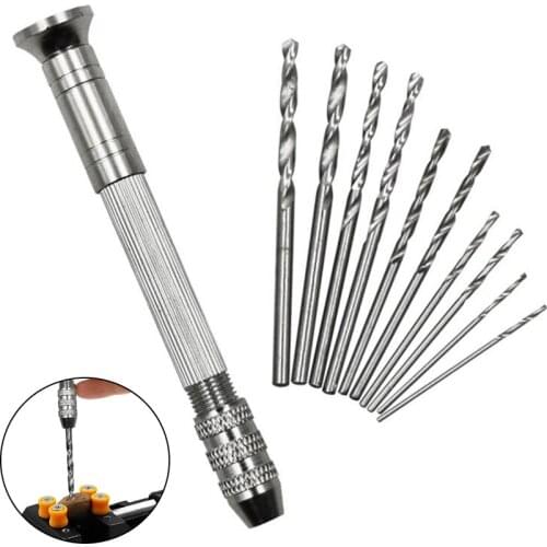Hand Twist Drill Jewelry Wood Mini Push Manual Drill Bits Aluminum Woodworking Hand Drill Tools Set for Drilling Jewelry